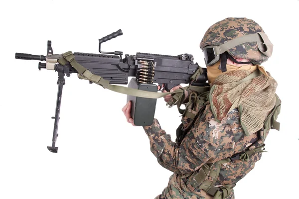 US MARINES cu mitralieră M249 — Fotografie, imagine de stoc