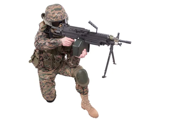 US MARINES com metralhadora M249 — Fotografia de Stock