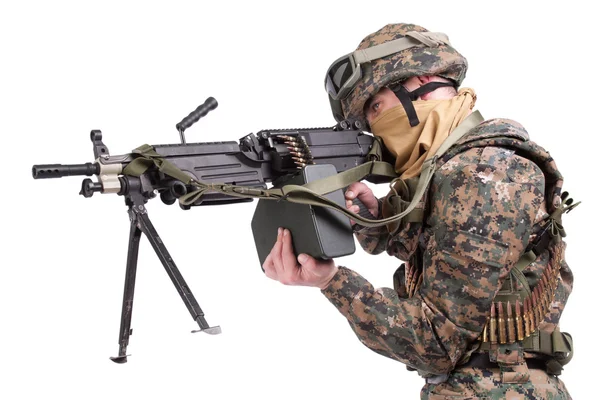 US MARINES with M249 machine gun — Stok Foto