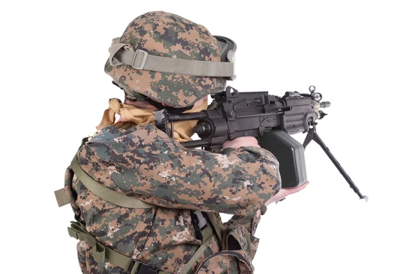 US MARINES with M249 machine gun — Stok Foto
