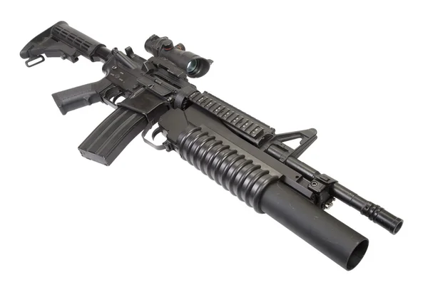 An M4A1 carbine equipped with an M203 grenade launcher — Stock Photo, Image