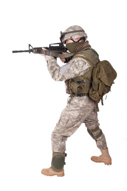 Soldier with m4 carbine clipart