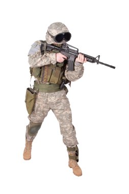 Soldier with m4 carbine clipart