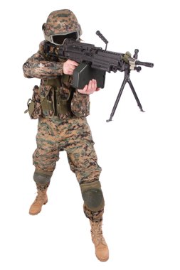 MARINES with M249 clipart
