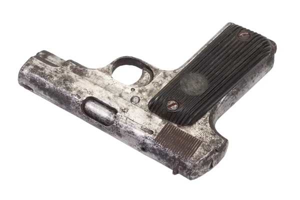 Rezavý pistole na bílém pozadí — Stock fotografie