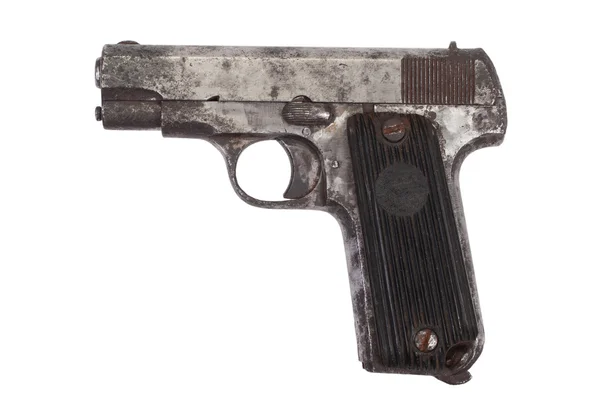 Pistola arrugginita su bianco — Foto Stock