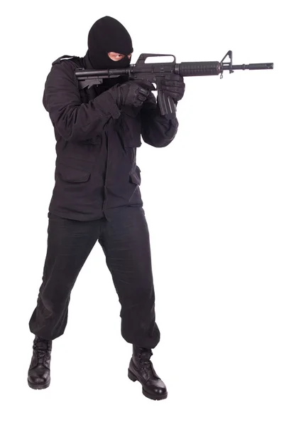 Mercenary with CAR15 rifle — Stock Photo, Image