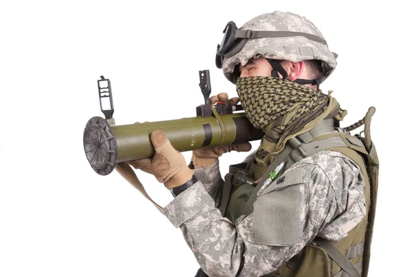 Soldier with anti-tank launcher — Stock Photo, Image