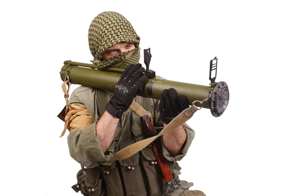 Legosoldat med anti-tank launcher — Stockfoto