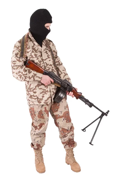 Soldaat met machine gun — Stockfoto