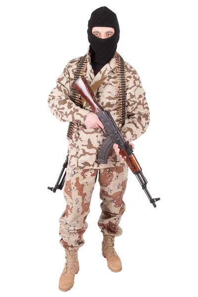 Soldier with AK rifle — Stock Photo, Image