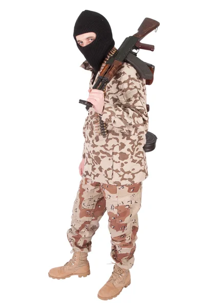 Soldato con fucile AK — Foto Stock