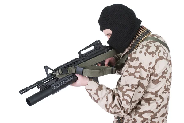 Soldat med m4 carbine — Stockfoto