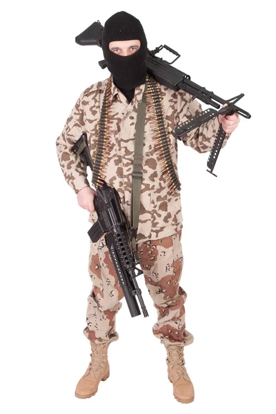 Terrorist mit Maschinengewehr — Stockfoto