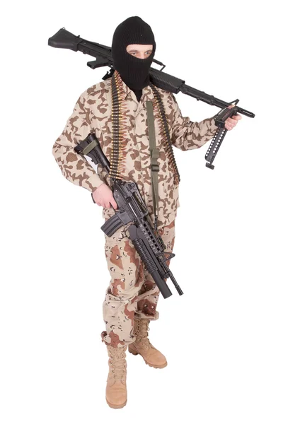 Terrorist med kulspruta — Stockfoto