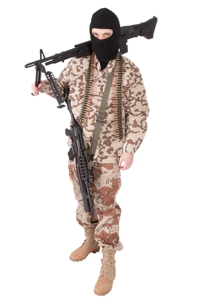 Terrorist med kulspruta — Stockfoto