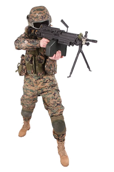 M249 的海军陆战队员 — 图库照片