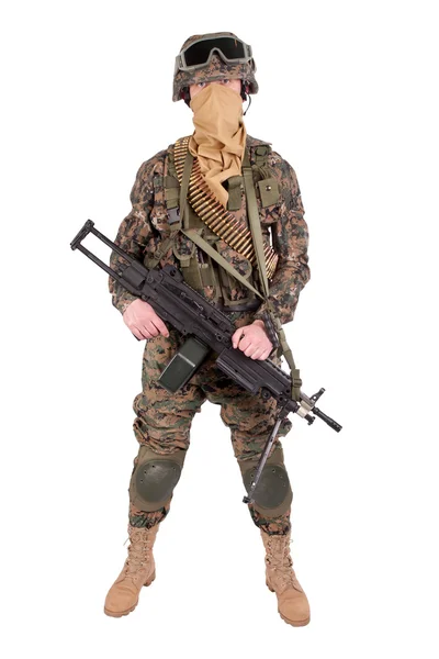МАРИНЫ с M249 — стоковое фото