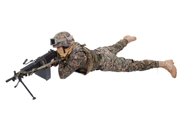 Marinsoldater med m249 — Stockfoto