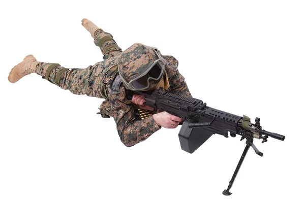 US MARINES com metralhadora M249 — Fotografia de Stock