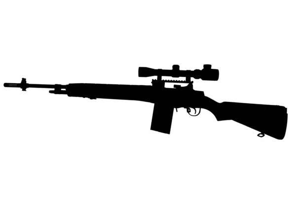 M14 Alapú Mesterlövész Puska Fekete Sziluett — Stock Fotó