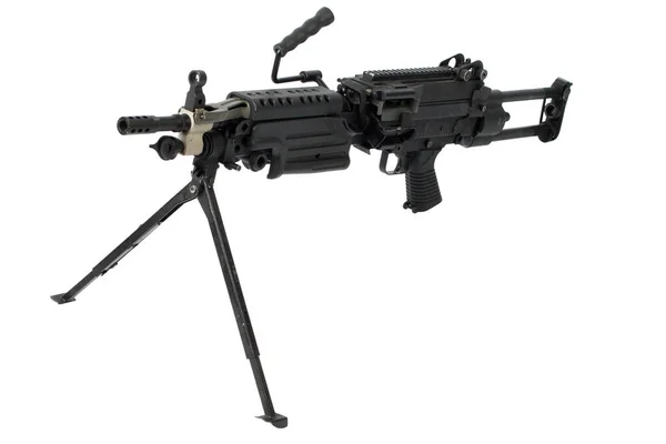 M249 Modernes Maschinengewehr Isoliert Auf Weiß — Stockfoto