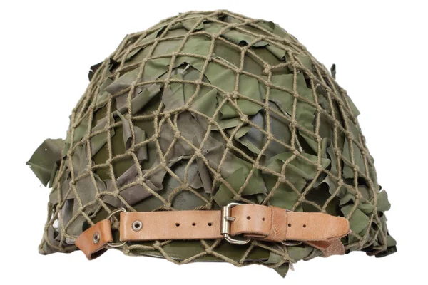 Casco Acero Soviético Ejército Con Cubierta Camuflaje Aislado Sobre Fondo — Foto de Stock