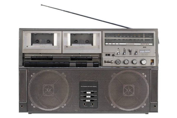 Retro Vintage Bärbar Stereo Boombox Radio Kassett Brännare Från Talet — Stockfoto