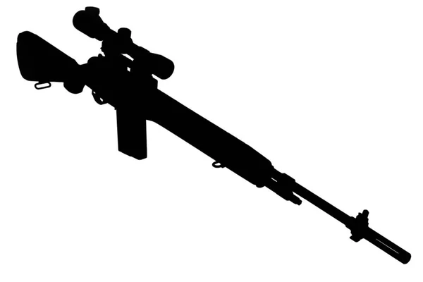 Karabin Snajperski M14 Czarny Sylwetka — Zdjęcie stockowe