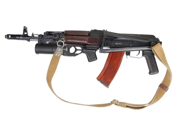 Karabin Kalashnikov Wyrzutnią Granatów Podlufowych Izolowany Białym Tle — Zdjęcie stockowe