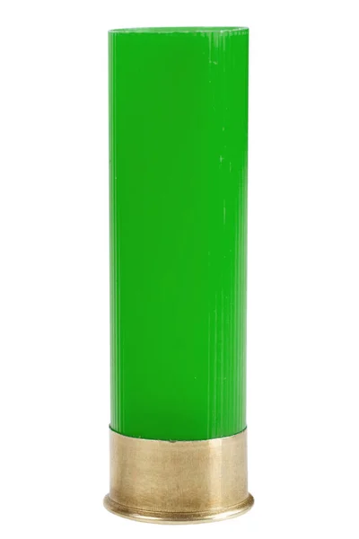 Green Gauge Shotgun Shell Isolated White Background — Foto de Stock