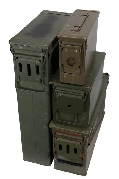 Stack Ammo Cans Isolated White Background — Stock Photo, Image