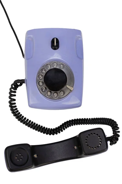 Vintage Rétro Violet Téléphone Rotatif Isolé Sur Fond Blanc — Photo