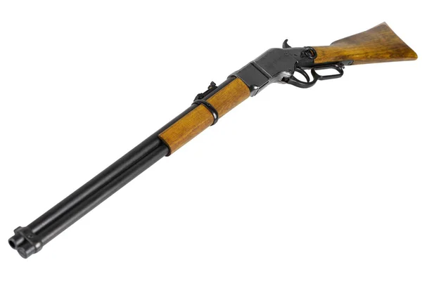 Wild West Period Winchester Lever Action Repeating Rifle Isolated White — Stock Photo, Image