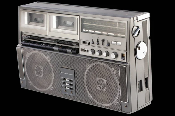 Getto Blaster Vintage Bärbar Stereo Boombox Radio Kassett Brännare Från — Stockfoto