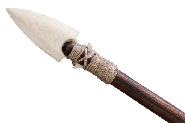 白い背景に孤立した矢の上に骨で作られた矢頭 — ストック写真