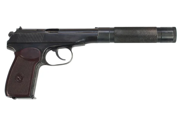 Pistola Makarov Urss Con Silenciador Aislado — Foto de Stock