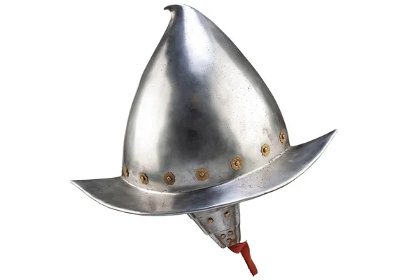 17Th Century Morion Steel Helmet Isolated White Background — Stock Photo, Image