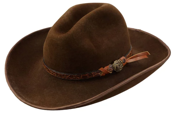 Brown Old West Cowboy Hat Isolated White — Stok fotoğraf