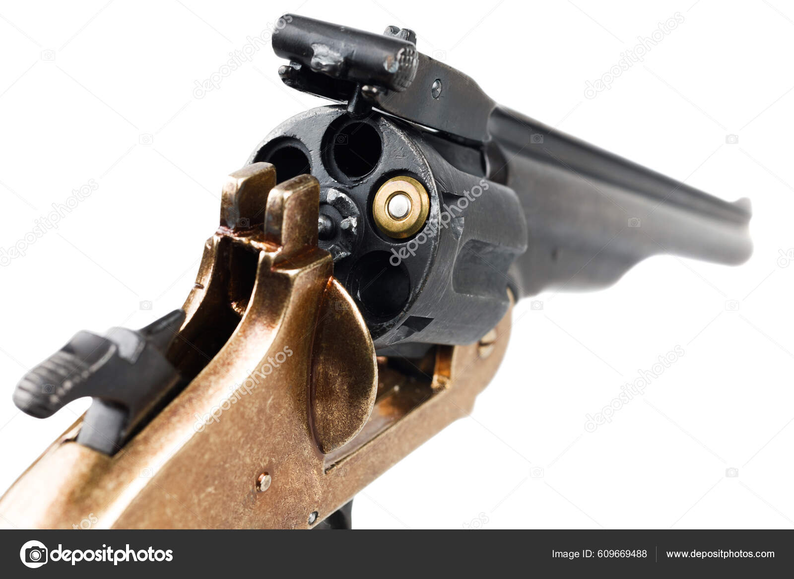 Russian Roulette Revolver One Drum Isolated White Background Stock Photo by  ©zim90 609669488