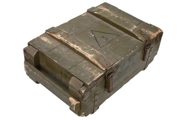 Soviet Army Ammunition Green Crate Text Russian Type Ammunition Projectile — Stock fotografie