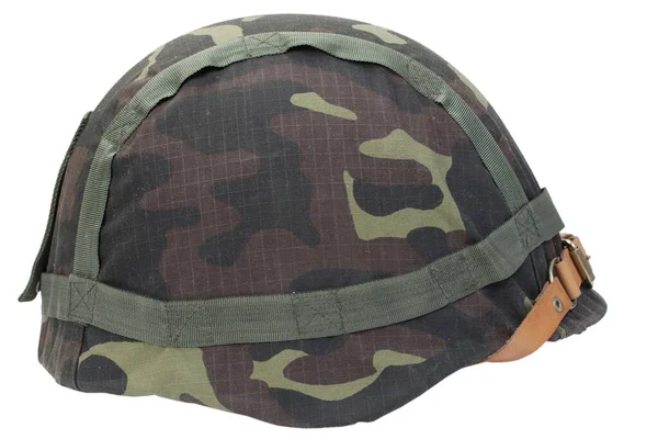 Soviet Army Steel Helmet Camouflage Cover Isolated White Background — Stock Photo, Image