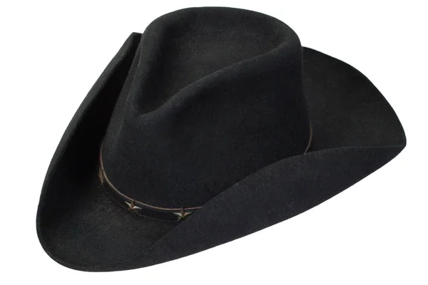 Black Cowboy Hat Isolated White — Stock Photo, Image
