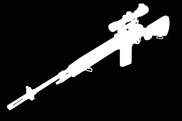 M14 Basierte Scharfschützengewehr Weiße Silhouette Auf Schwarzem Hintergrund — Stockfoto