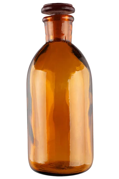 Retro Vintage Apothecary Brown Glass Bottle Isolated White Background — Stock Photo, Image