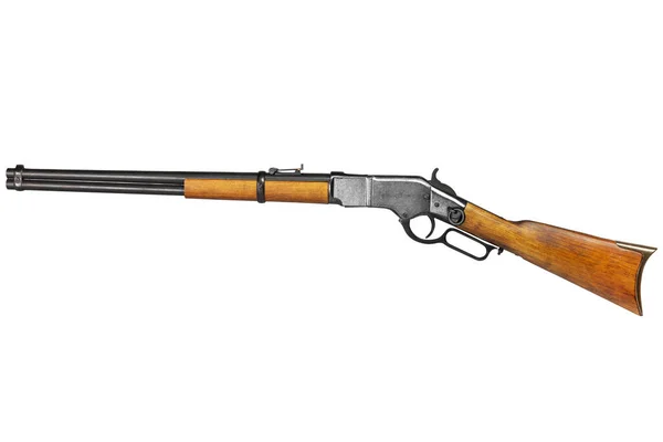 Wild West Period Winchester Lever Action Repeating Rifle Isolated White — 스톡 사진