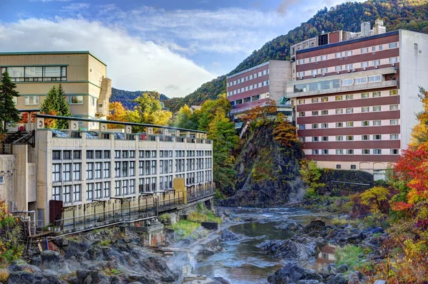 Hot Spring Resort Cidade em Hokkaido, Japão — Fotografia de Stock