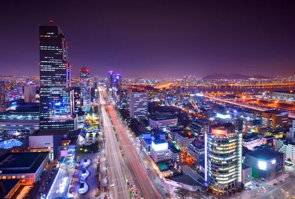 Seul Gangnam Distrito Skyline — Fotografia de Stock