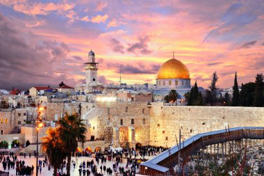 Jerusalem Old City at Temple Mount clipart