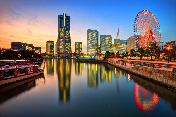 Yokohama Panorama při západu slunce — Stock fotografie